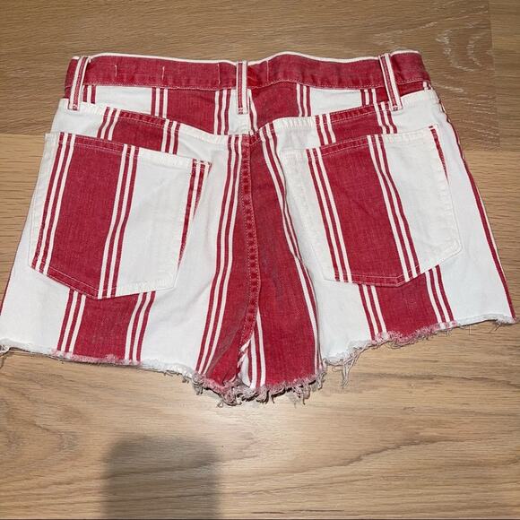 Frame Denim Le Cutoff LE FIERY STRIPE SHORTS IN RED 25 - Picture 7 of 10